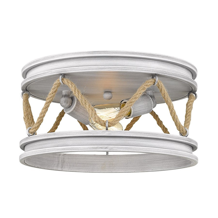 Golden Lighting Chatham 2 Light Flush Mount, Gray Driftwood