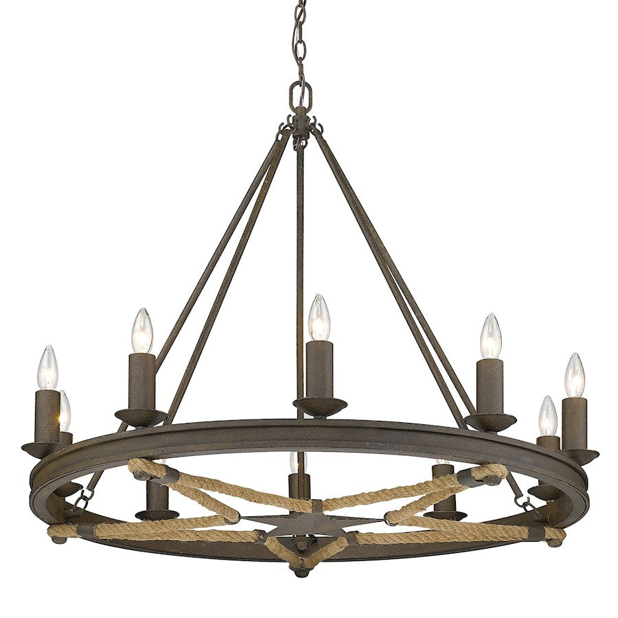 Golden Lighting Stokes 10 Light Chandelier, Dark Rust - 1053-10DR