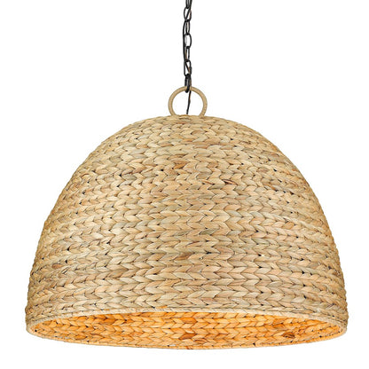 Golden Lighting Rue 8 Light Pendant, Black/Woven Sweet Grass - 1081-8PBLK-WSG