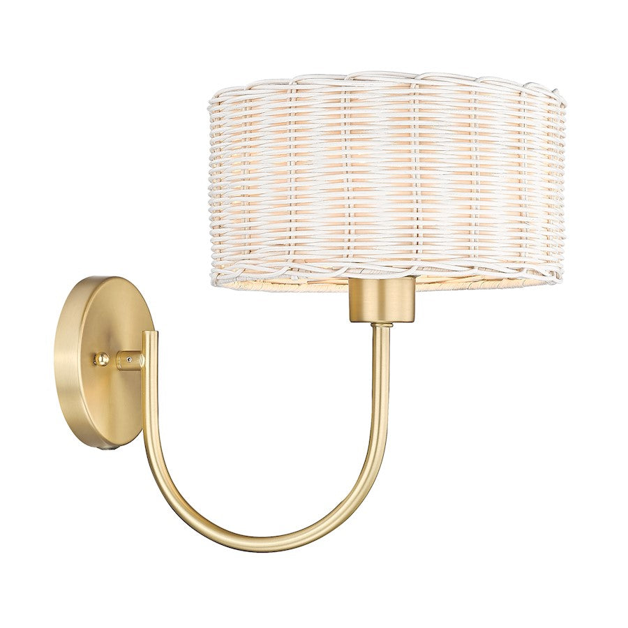 Golden Lighting Erma 1-Light Wall Sconce, Bronze/White Wicker - 1084-1WBCB-WW