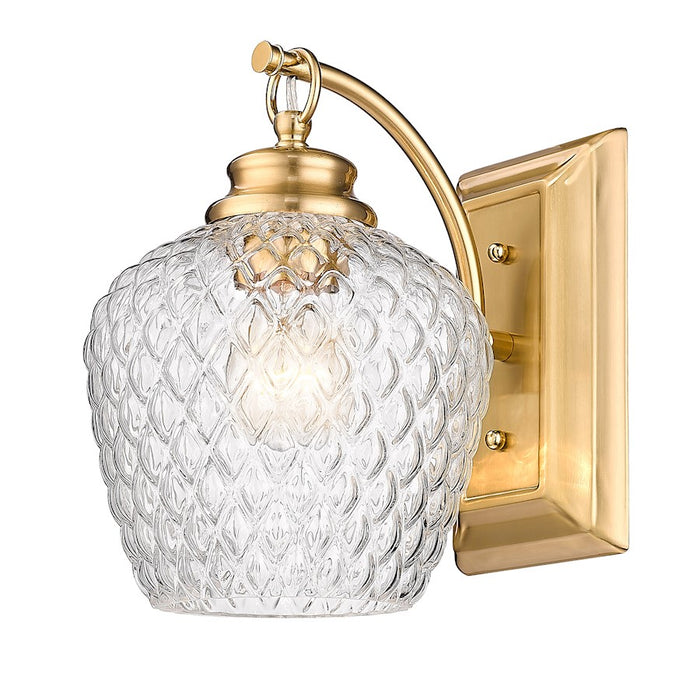 Golden Lighting Adeline 1-Light Wall Sconce, Gold/Clear Glass - 1088-1WMBG-CLR