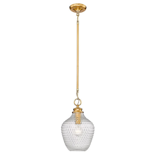 Golden Lighting Adeline 1-Light Pendant, Gold/Clear Glass - 1088-MMBG-CLR