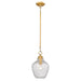 Golden Lighting Adeline 1-Light Pendant, Gold/Clear Glass - 1088-MMBG-CLR