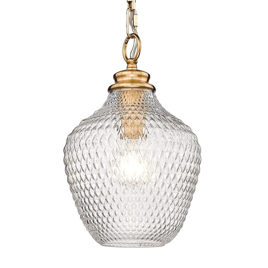 1 Light Pendant, Gold/Clear Glass