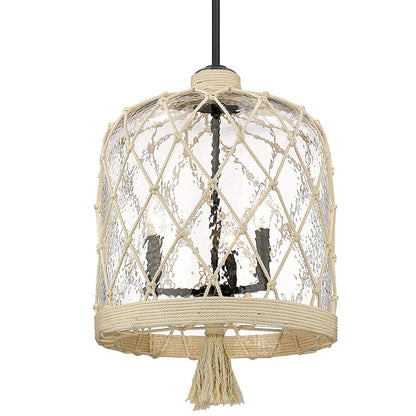 Golden Lighting ssau 3 Light Pendant, Black/Hammered Clear - 1090-3PBLK-HCG