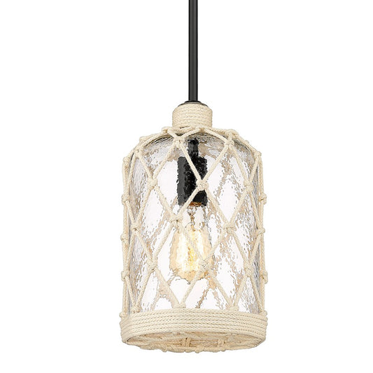 Golden Lighting Nassau 1 Light Mini Pendant, Black/Hammered - 1090-M1LBLK-HCG