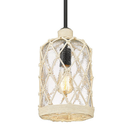 1 Light Mini Pendant, Black/Hammered