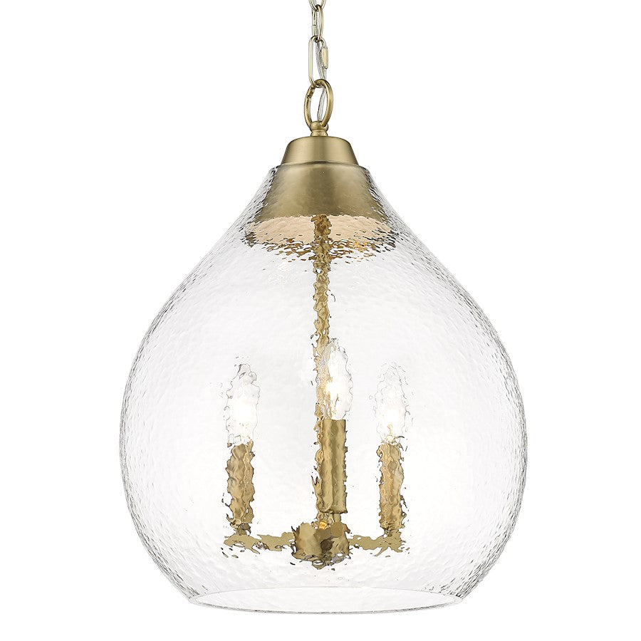 Golden Lighting Ariella 3 Light Pendant, Bronze/Hammered Clear - 1094-3PBCB-HCG