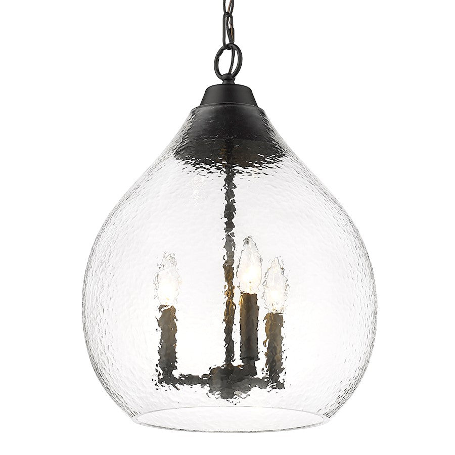 Golden Lighting Ariella 3 Light Pendant, Black/Hammered Clear - 1094-3PBLK-HCG