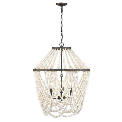 3 Light Pendant, Antique Black Iron