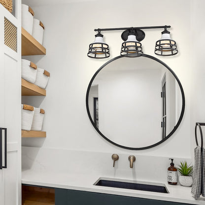 3 Light Bathroom Vanity Light, Black