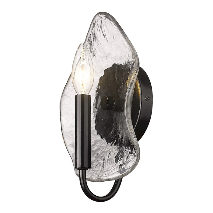 Golden Lighting Samara 1-Light Wall Sconce, Black/Water Glass