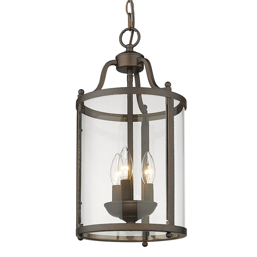 Golden Lighting Payton 3-Light Pendant, Rubbed Bronze/Clear Glass - 1157-3PRBZ