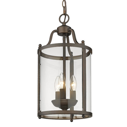 Golden Lighting Payton 3-Light Pendant, Rubbed Bronze/Clear Glass - 1157-3PRBZ