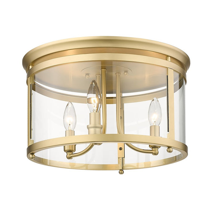 Golden Lighting Payton 3-Light Flush Mount, Bronze/Clear Glass - 1157-FMBCB
