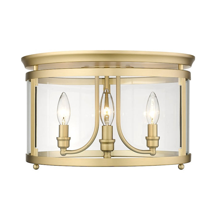 Golden Lighting Payton 3-Light Flush Mount, Bronze/Clear Glass