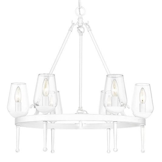 Golden Lighting Regent 6 Light Chandelier, White Plaster/Clear - 1210-6TWP