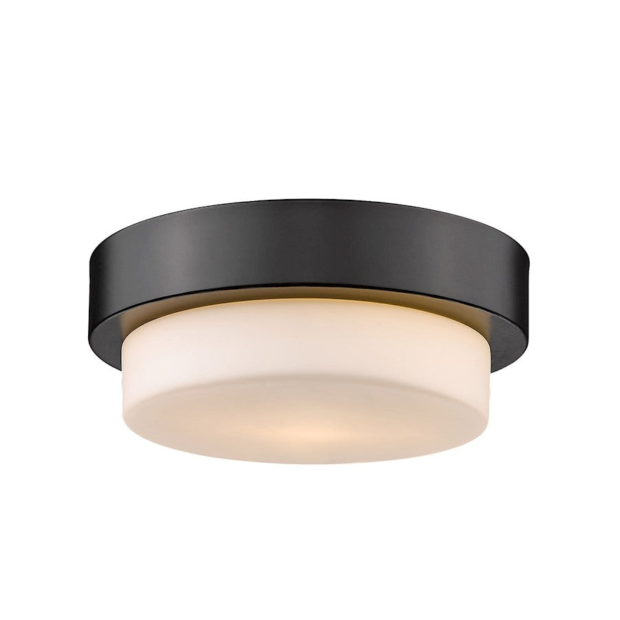 Golden Lighting Multi-Family 1 Light Flush Mount, Black/Opal Glass - 1270-09BLK