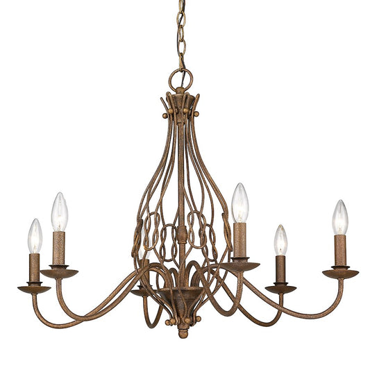 6 Light Chandelier, Burnished Chestnut