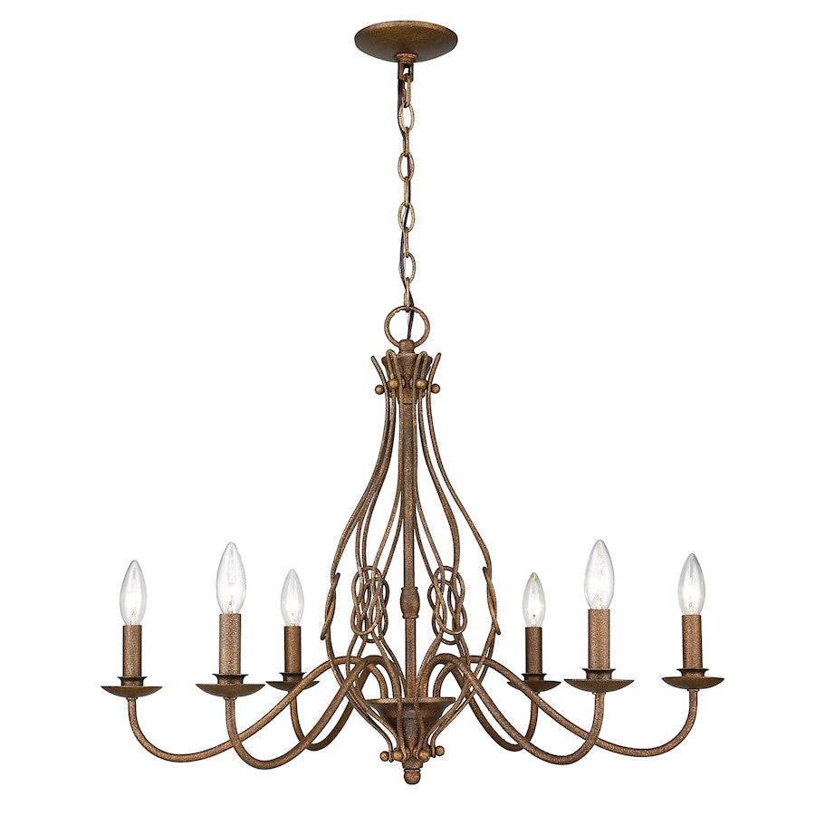 6 Light Chandelier, Burnished Chestnut