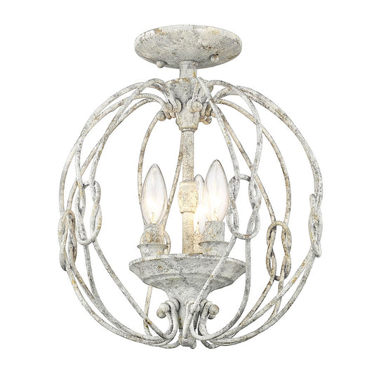 Golden Lighting Antoinette 3 Light Semi-Flush Mount, Oyster