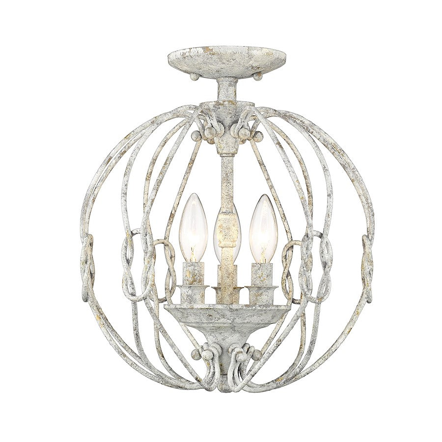 Golden Lighting Antoinette 3 Light Semi-Flush Mount, Oyster