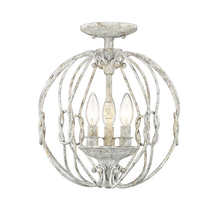 Golden Lighting Antoinette 3 Light Semi-Flush Mount, Oyster