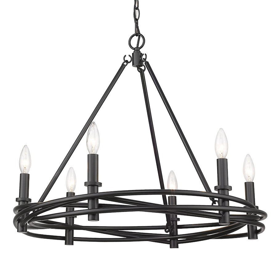 Golden Lighting Weaver 6 Light Chandelier, Matte Black - 1417-6BLK