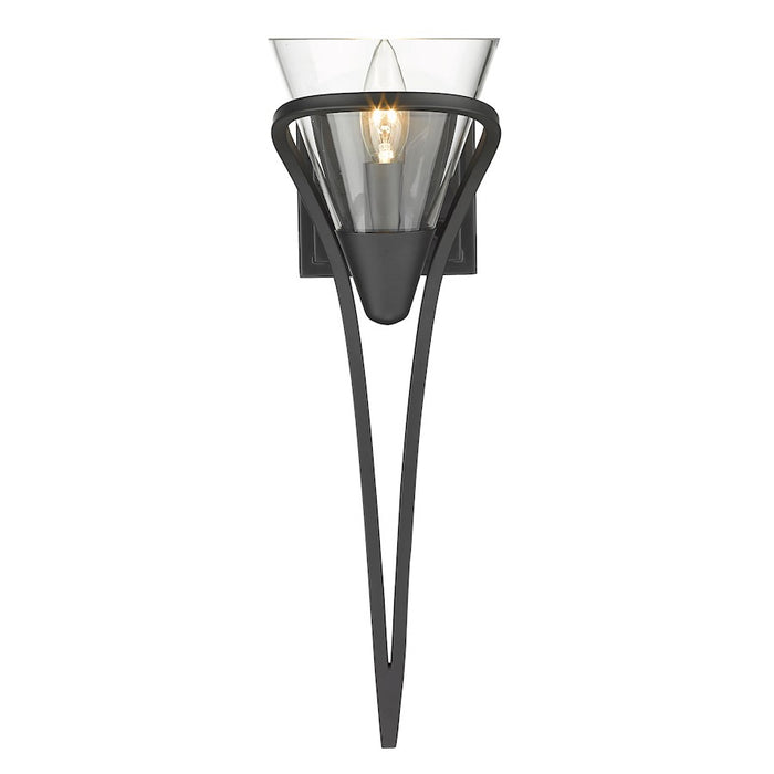 Golden Lighting Olympia 1 Light Wall Sconce, Matte Black/Clear