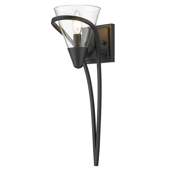 Golden Lighting Olympia 1 Light Wall Sconce, Matte Black/Clear