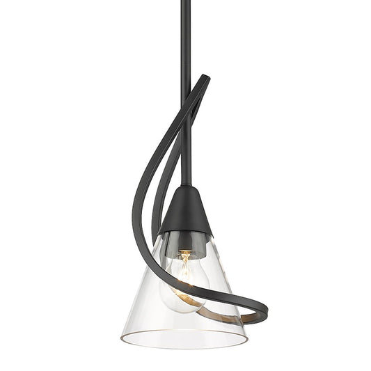 Golden Lighting Olympia 1 Light Mini Pendant, Matte BK/Clear - 1648-M1LBLK-CLR