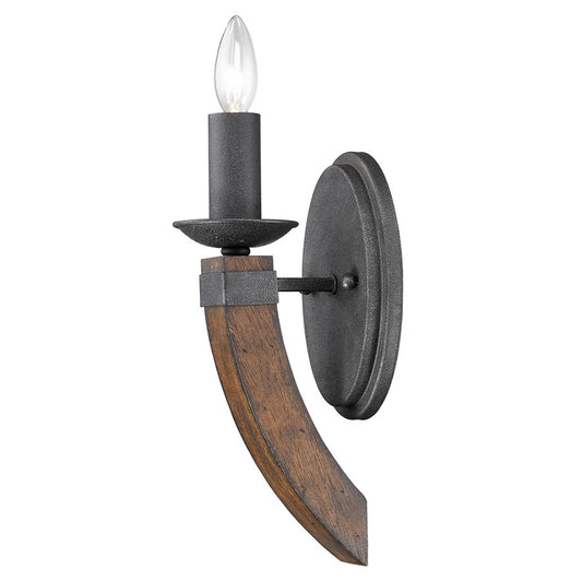 1 Light Wall Sconce, Black Iron