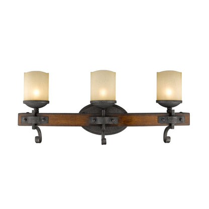 3 Light Bathroom Vanity Light, Black Iron