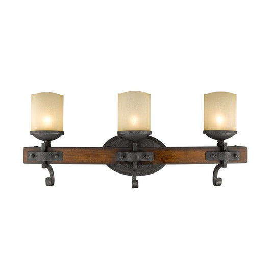 3 Light Bathroom Vanity Light, Black Iron