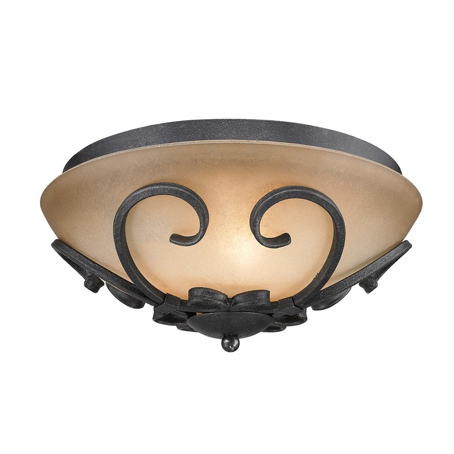 Golden Lighting Madera Flush Mount, Black Iron