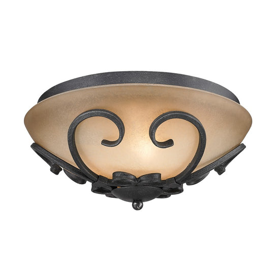 Golden Lighting Madera Flush Mount, Black Iron