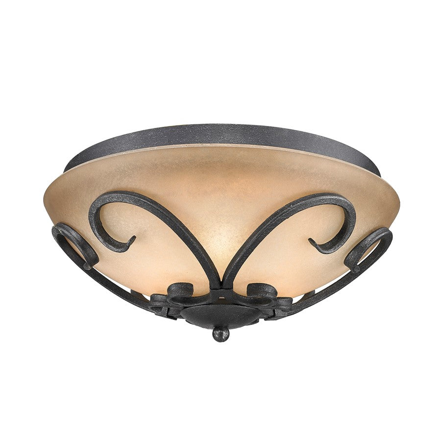 Golden Lighting Madera Flush Mount, Black Iron