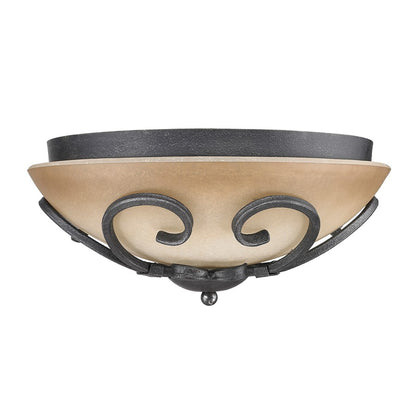 Golden Lighting Madera Flush Mount, Black Iron