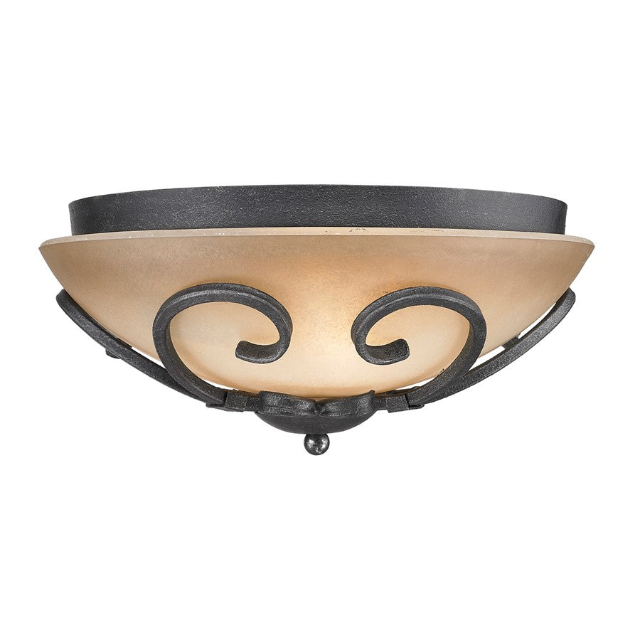 Golden Lighting Madera Flush Mount, Black Iron