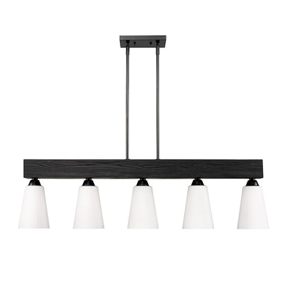 5 Light Linear Pendant, Matte Black