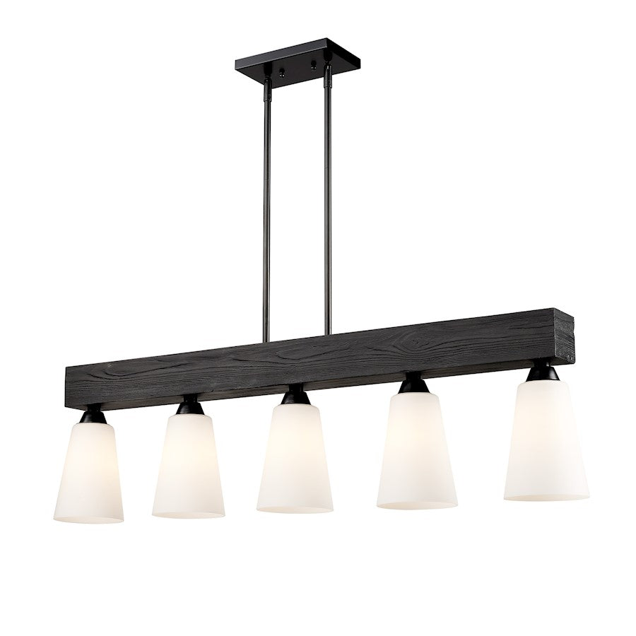 5 Light Linear Pendant, Matte Black