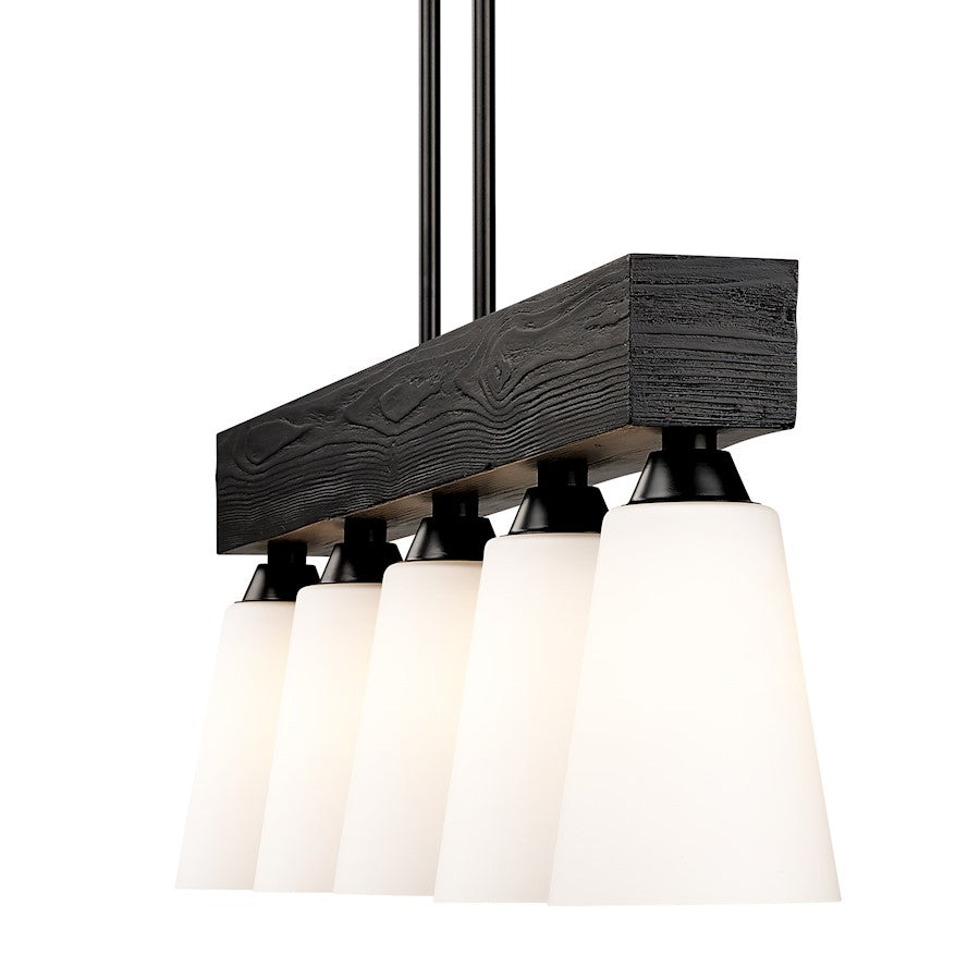 5 Light Linear Pendant, Matte Black