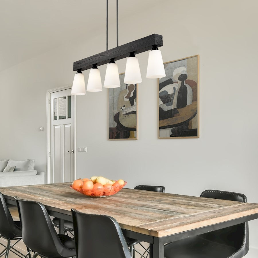 5 Light Linear Pendant, Matte Black