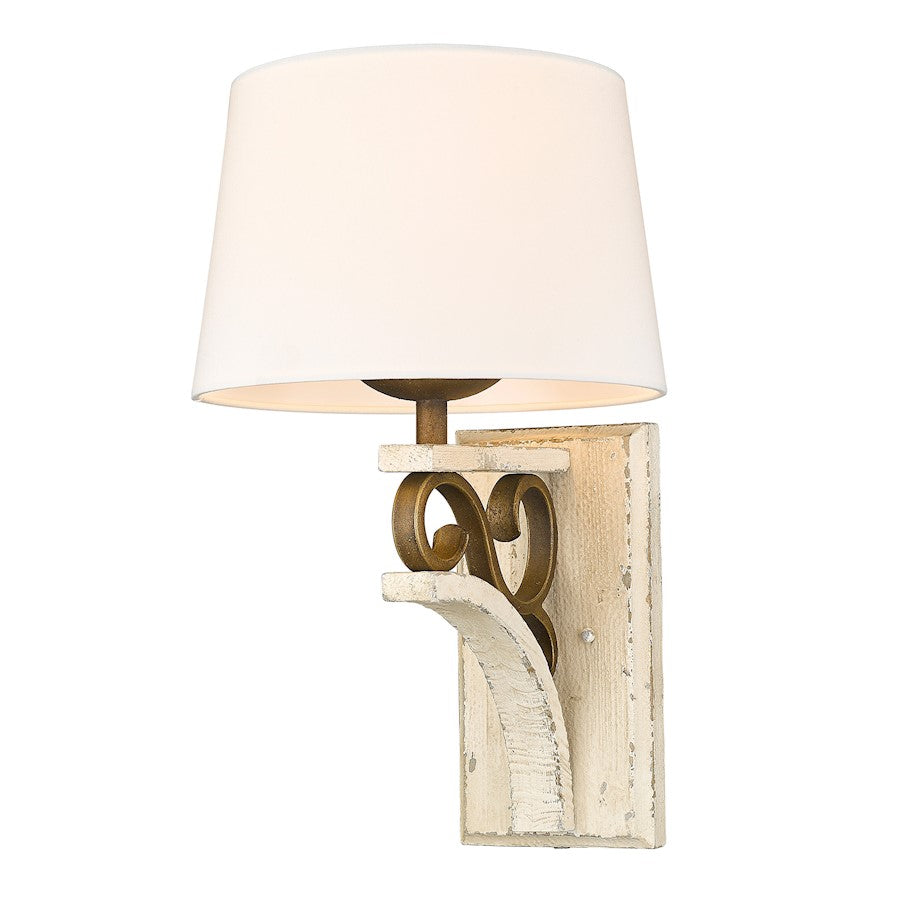 Golden Lighting Solay 1-Light Wall Sconce, Chestnut/Ivory Linen - 1832-1WBC-CDW