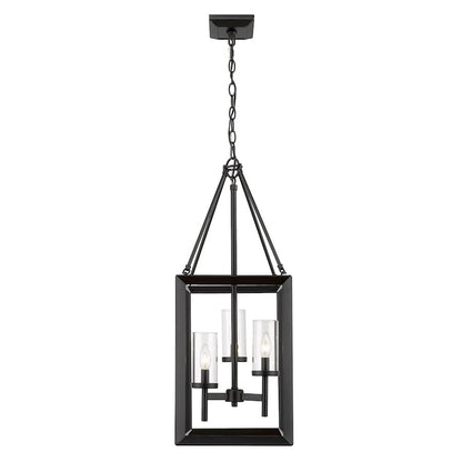 3 Light Pendant, Matte Black/Clear