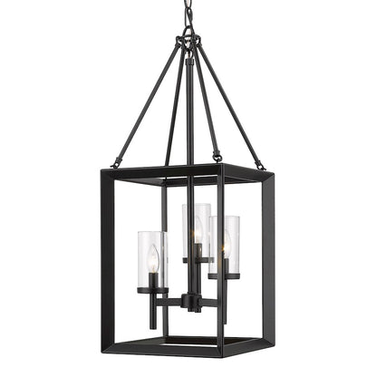 3 Light Pendant, Matte Black/Clear