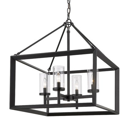 Golden Lighting Smyth 4 Light Chandelier, Matte Black/Clear - 2073-4BLK-CLR