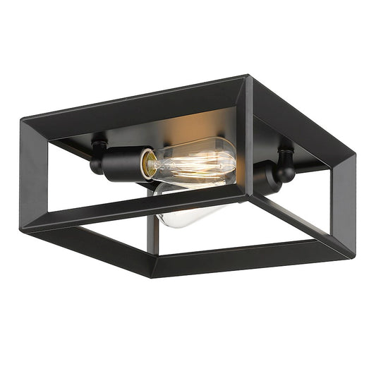 Golden Lighting Smyth 2 Light Flush Mount, Matte Black/Clear - 2073-FMBLK