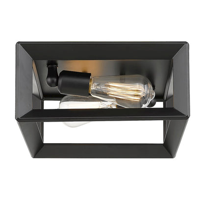 Golden Lighting Smyth 2 Light Flush Mount, Matte Black/Clear