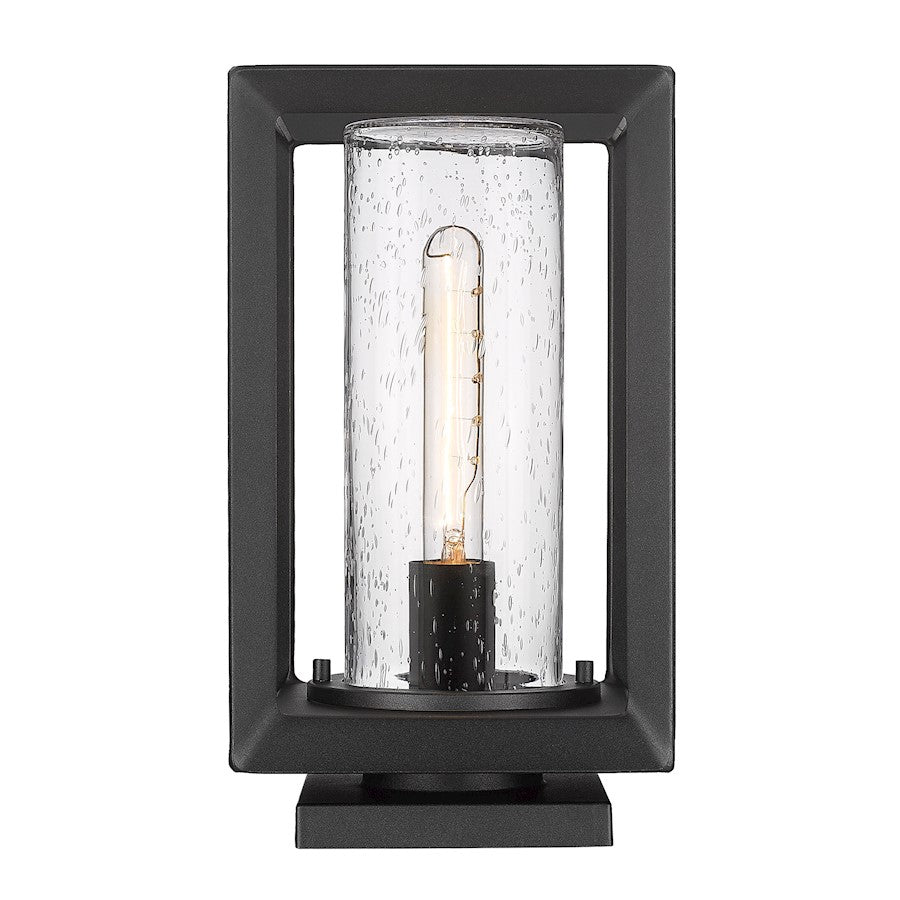 Golden Lighting Smyth 1-Light Outdoor Pier Mount, Black/Seeded - 2073-OPRNB-SD